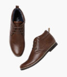 Men Brown Solid Mid-Top Boots
